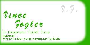 vince fogler business card